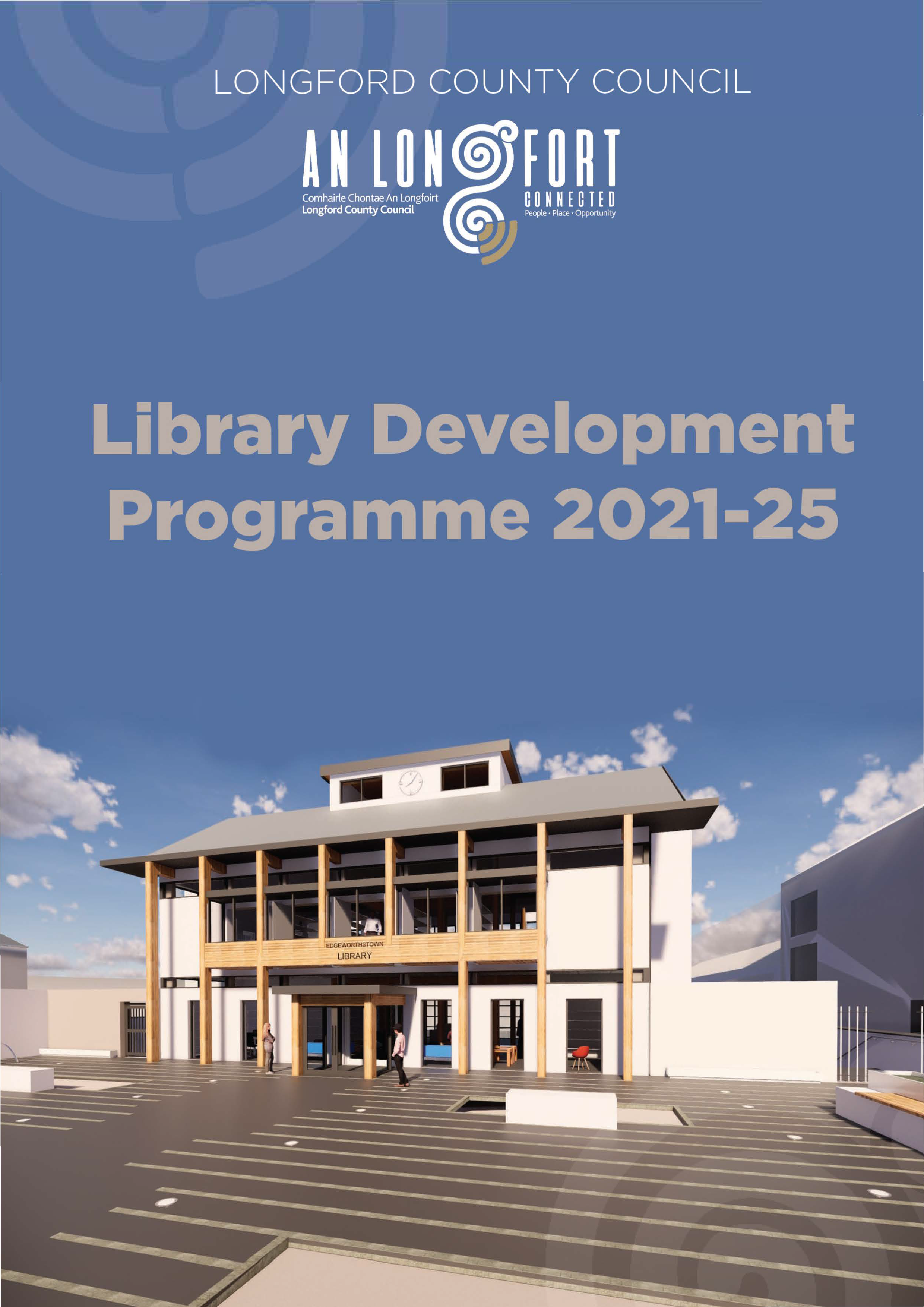 Library Development Programme 2021-2025 Front Cover showing Edgeworthstown Library